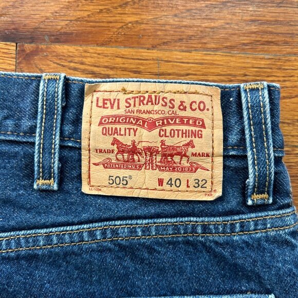 Levis 505 Regular Fit Jeans 40X32 Dark Wash Denim - Picture 4 of 6